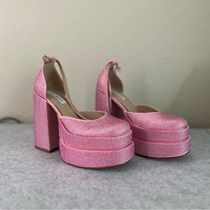 Pink Rhinestone Platform Heel